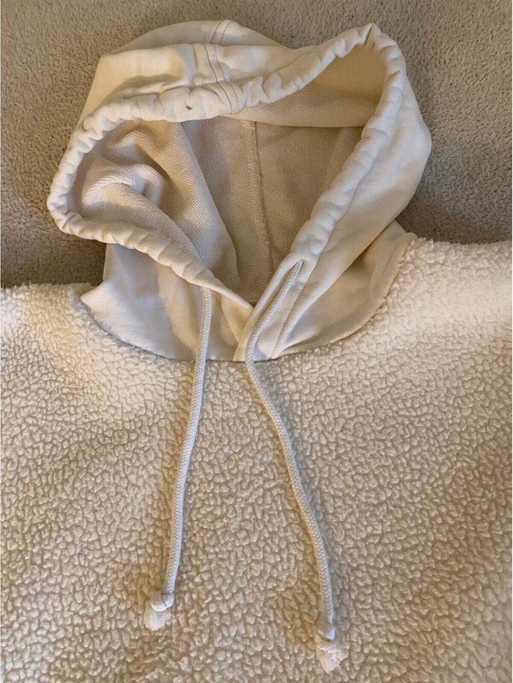 Madewell Cream Sherpa Fleece Hoodie Sweatshirt Women M Oversized J Crew Sweater - Picture 7 of 16